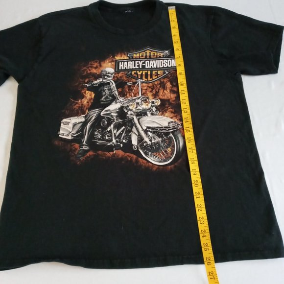 Harley-Davidson skeleton riding a harley  black Tee Size in description - Picture 7 of 8